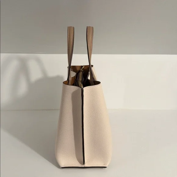 Coach Cream and Brown Leather Tote - Picture 3 of 8